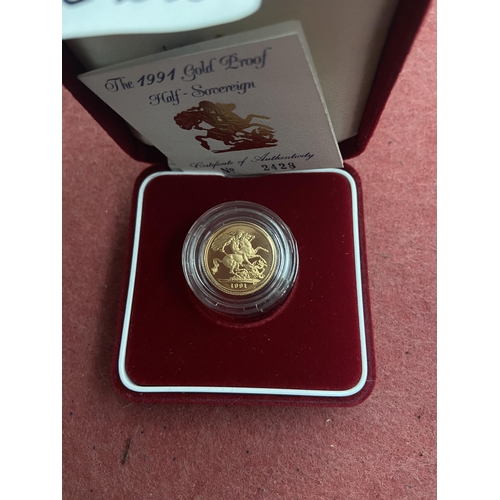 1022 - 1991 Gold proof half sovereign - Only 10% buyer's premium