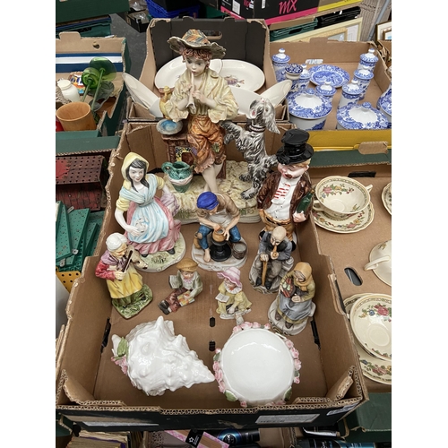 95 - Box containing figurines and a character decanter etc