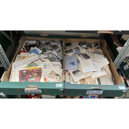64 - 2 Boxes containing ephemera including vintage greetings cards
