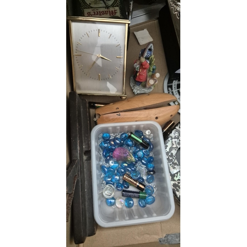 15 - 2 Boxes containing clocks, picture frames and glass beads etc