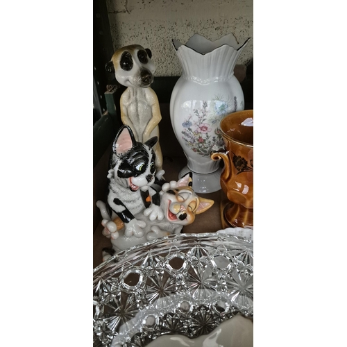 35 - 2 Boxes containing 'Pets With Personality', Disney Beswick owl and Wedgwood etc