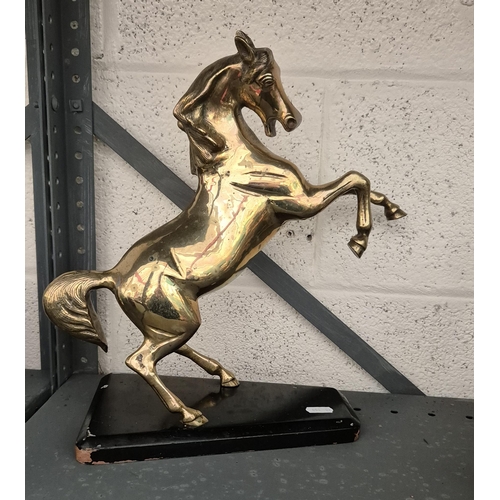 39 - 34cm Brass rearing horse plus one other