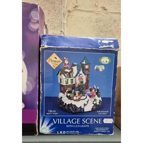 45 - Quantity of Christmas decorations including LED village scenes