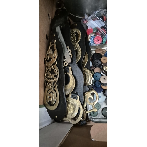 49 - 2 Boxes containing Regency Fine Arts 'Queens' and assorted buttons etc