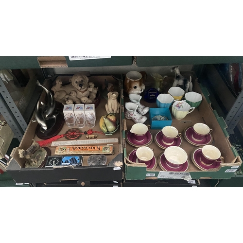 16 - 2 Boxes containing vintage ceramics including Crown Devon, Goebel, Caithness paperweight etc