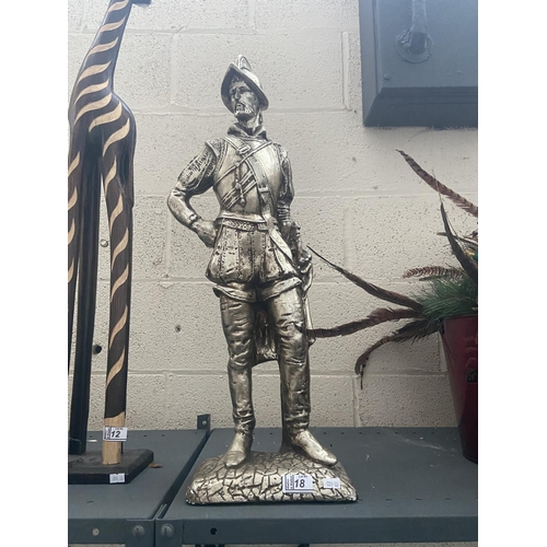 18 - Large metal effect plaster figure