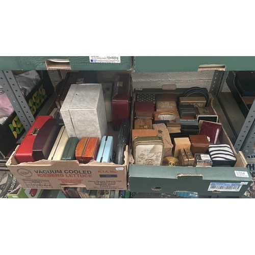 54 - 2 Boxes containing jewellery boxes and trinket boxes