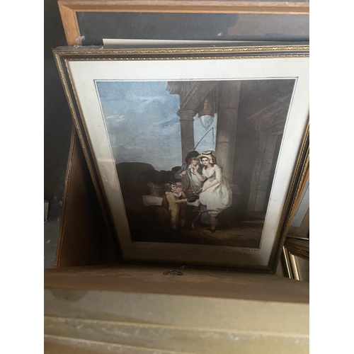 559 - Box containing framed and glazed artwork including nautical pieces signed James Kayley