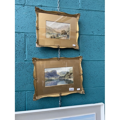 684 - 2 Ornately framed watercolours