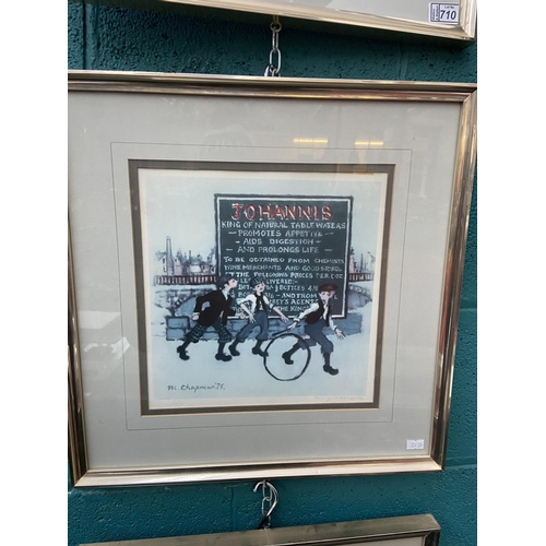 710 - 3 framed and glazed prints signed M Chapman 75