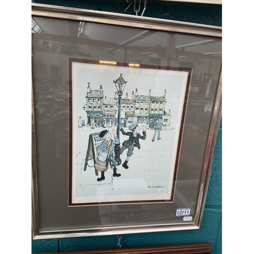 711 - 2 Framed and glazed prints signed M Chapman