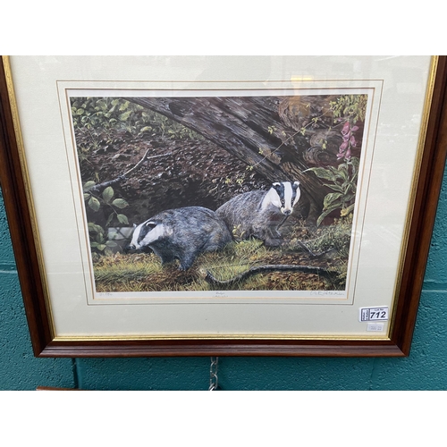 712 - 2 Framed and glazed limited edition animal prints signed W G Peterkin