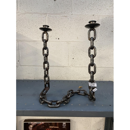 18 - Metal 'chain' candelabra