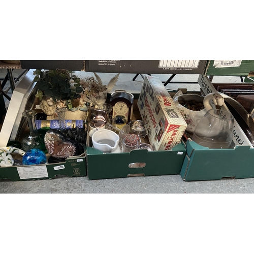 196 - 3 Boxes containing glass, ceramics, paperweights etc