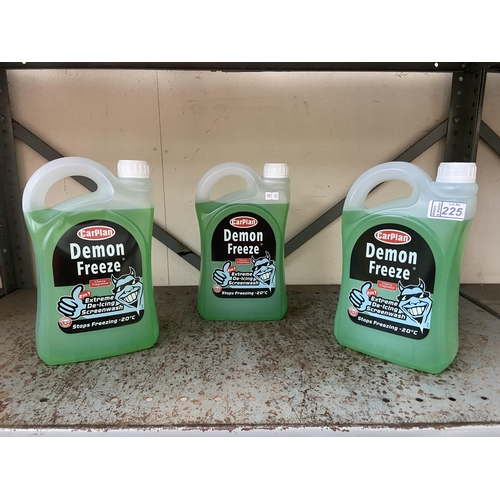 225 - 3 Bottles of Demon anti-freeze screen wash