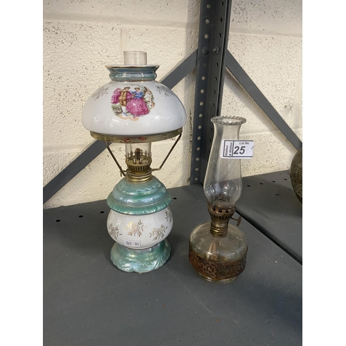 25 - 2 Vintage oil lamps