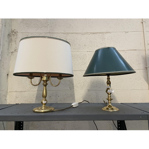 37 - 2 Brass lamps