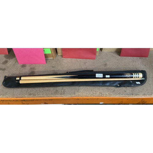 375 - 2 Piece pool cue in case