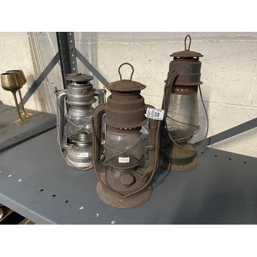 38 - 3 Vintage lanterns including Meva 863