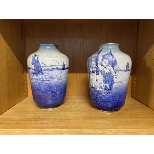 397 - Pair of Hauge 'Dutch' vases (one drilled for lamp)