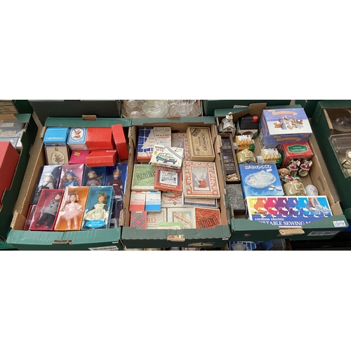 418 - 3 Boxes containing vintage games, playing cards, dolls etc