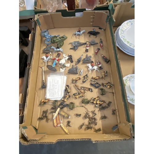 75 - Box containing lead military figures and miniatures