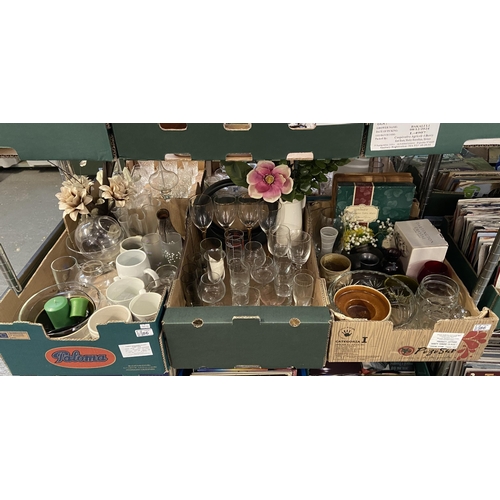 86 - 3 Boxes containing glass, Dartington crystal, table mats etc