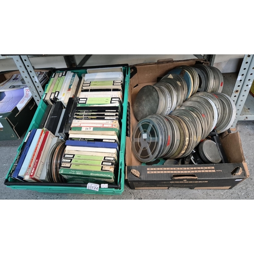 124 - 2 Boxes containing quantity of reels and tapes