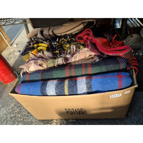 177 - Box containing quality blankets etc