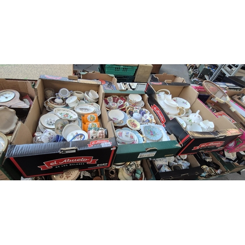 186 - 3 Boxes containing an assortment of China and ceramics including Adderley, Haworth etc