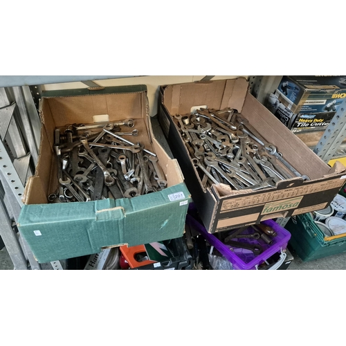 201 - 2 Boxes containing spanners and wrenches