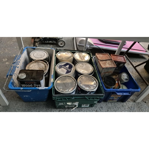 240 - 3 Boxes containing paint and varnish etc