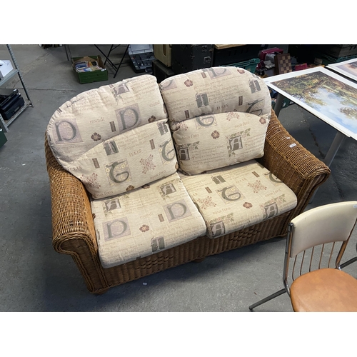 465 - Wicker 2 seater conservatory sofa