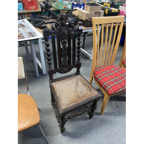 467 - Early ornate rush seated high back chair