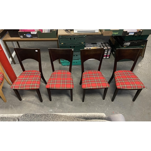 469 - 4 Tartan upholstered dining chairs