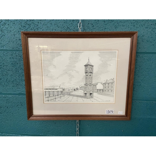 476 - Framed and glazed Morecambe print by Hillman
