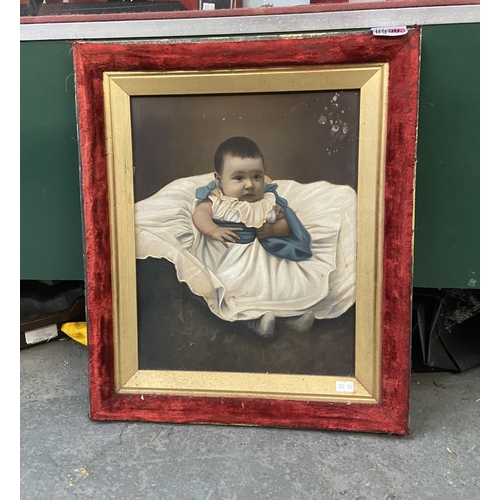 539 - Felt framed Victorian baby portrait