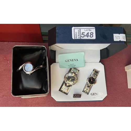 548 - 'His & Hers' Geneva watch set and a Philip Mercier watch
