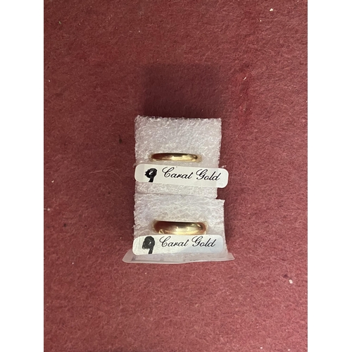568 - 2 9ct Gold wedding bands, over 4g - Only 10% buyer's premium