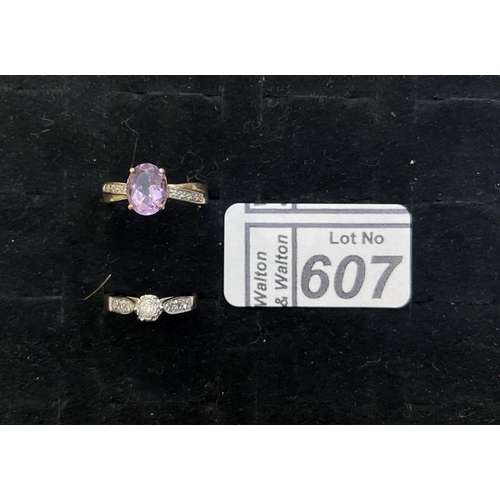 607 - 2 Ornate 9ct gold diamond rings - Only 10% buyer's premium