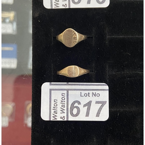 617 - 2 9ct Gold signet rings - Only 10% buyer's premium