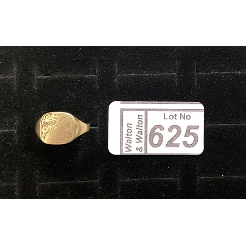 625 - 9ct Gold signet ring, size U - Only 10% buyer's premium