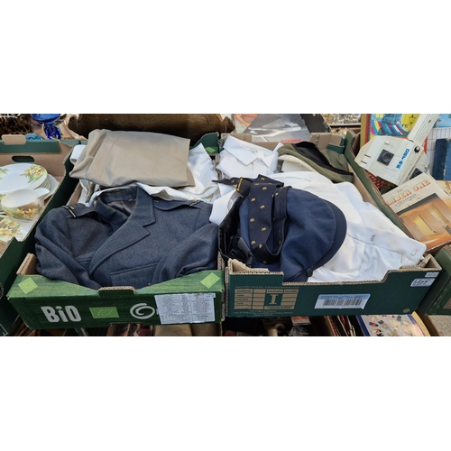 77 - 2 Boxes containing an RAF blazer and shirts etc