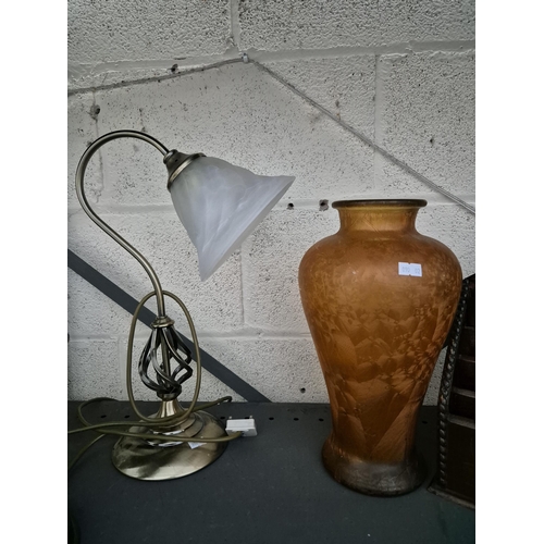 9 - Vintage desk tidy and oil lamp etc