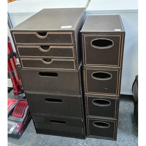 313 - 3 Sets of leather effect storage drawers