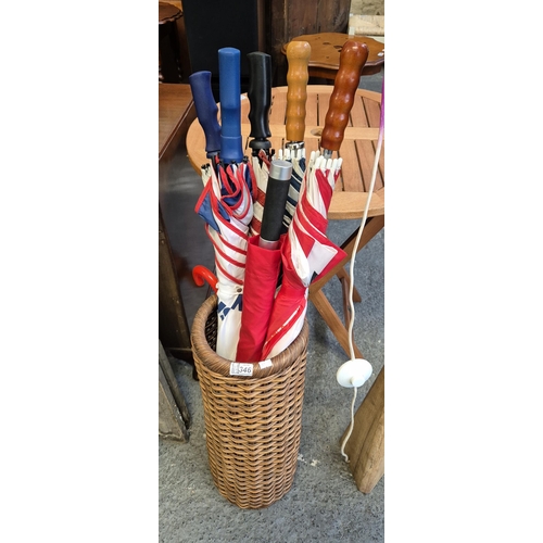 346 - Umbrella stand and contents