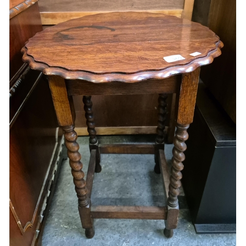 369 - Pie crust occasional table with barley twist legs