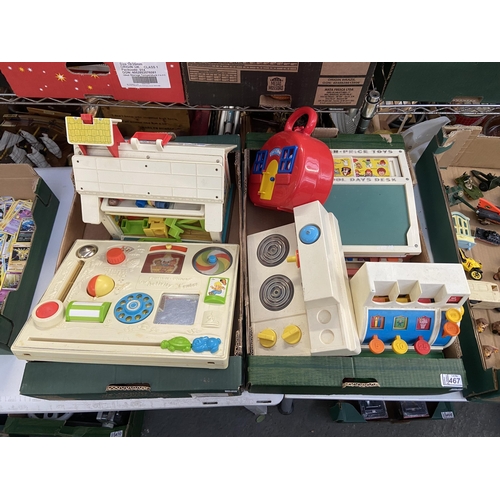 467 - 2 Boxes containing vintage Fisher Price toys