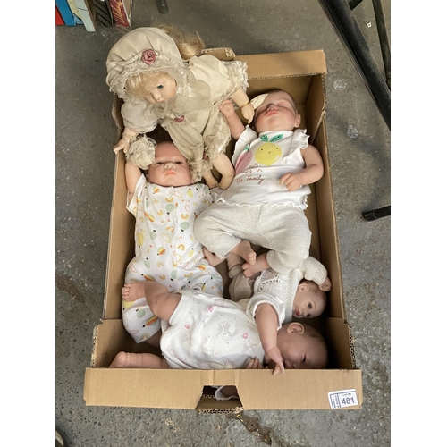 481 - Box containing Reborn dolls etc