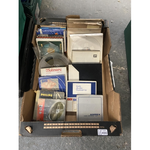 490 - Box containing a quantity of reels and tapes